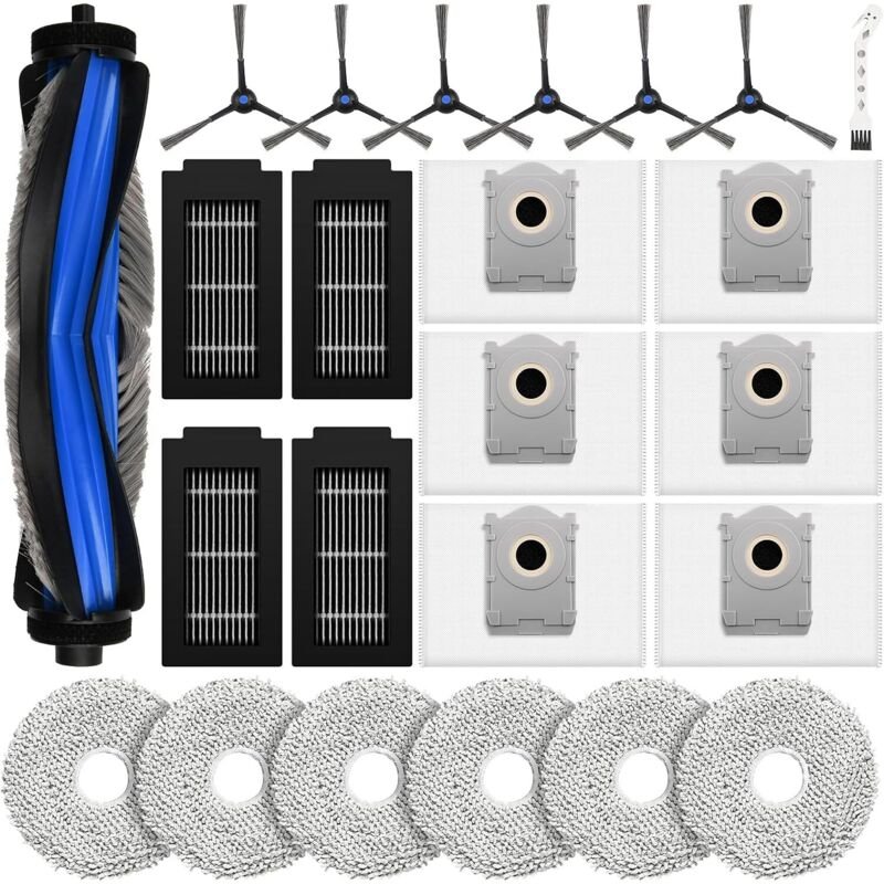 24 Stück Zubehör für Ecovacs Deebot T50 PRO Omni / T50 Omni Saugroboter, Ersatzteile mit 1 Hauptbürste, 6 Wischtücher, 6...