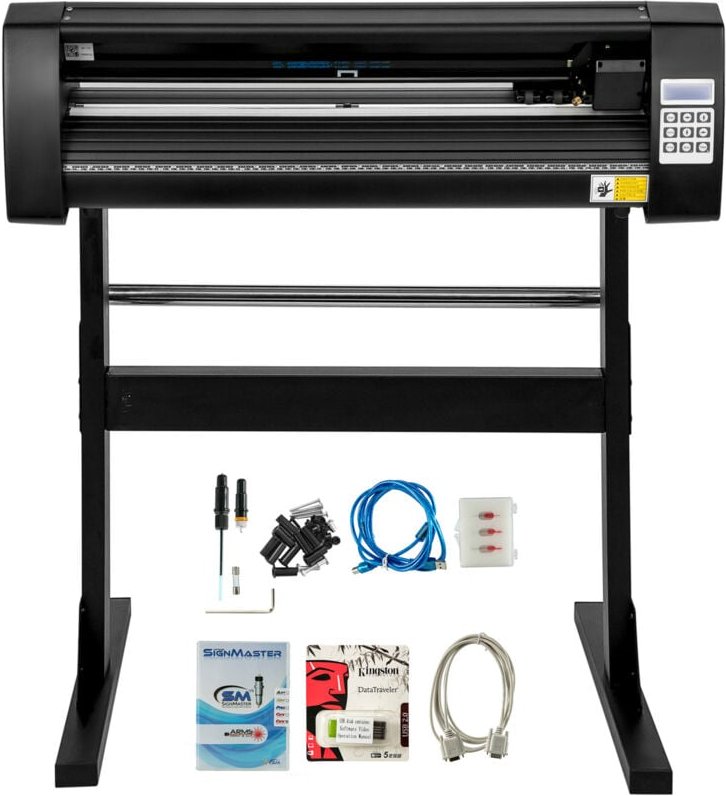28 Zoll Vinyl-Schneidemaschine, 720 mm Papierzufuhr-Plotter mit stabilem Bodenständer, Schwarz - Mophorn