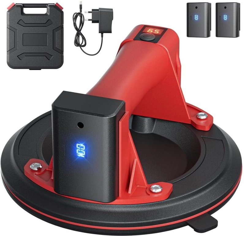 Elektrischer 8-Zoll-Fliesensauger, Saugnapf mit Pumpe, 300 kg Tragkraft, Digitalanzeige, inklusive 2 Batterien, zum Verg...