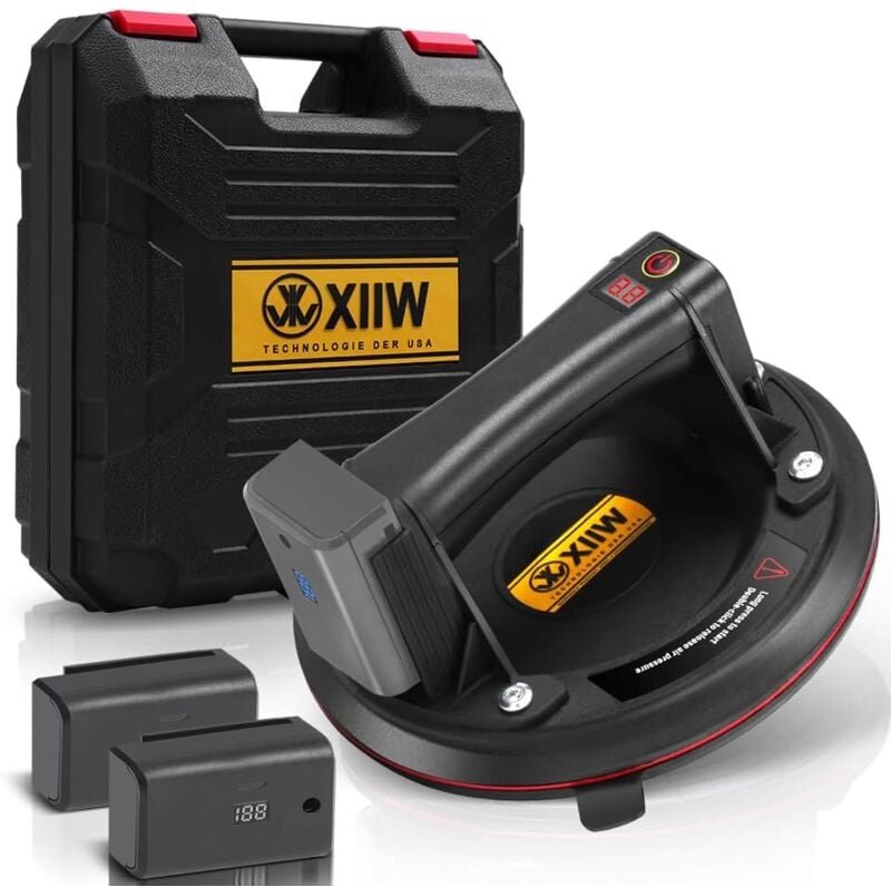 Mit 2X Akku, Elektrischer Saugheber Max. 300KG, Selbst Nachsaugend Glasheber 8" Vakuum Starker Saugnapf Geeignet für sch...