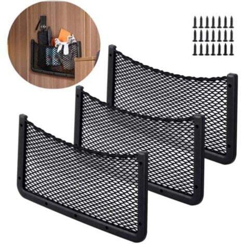 3er-Pack Auto-Aufbewahrungsnetze 40x20 cm Netztasche für Auto, geeignet für Geschirr/Wohnmobil/Boot/Zuhause (elastisches...