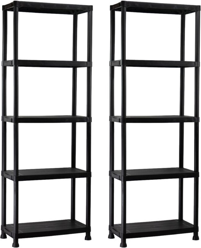 2er-Pack Harzregale mit 5 Böden, 125kg, 61x31x171cm, 7house