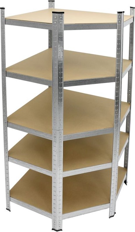 Werkstattregal Schwerlastregal Eckregal - 180x70x40 cm - verzinkt - belastbar bis 750kg - 5 MDF-Platten - Eck Lagerregal...
