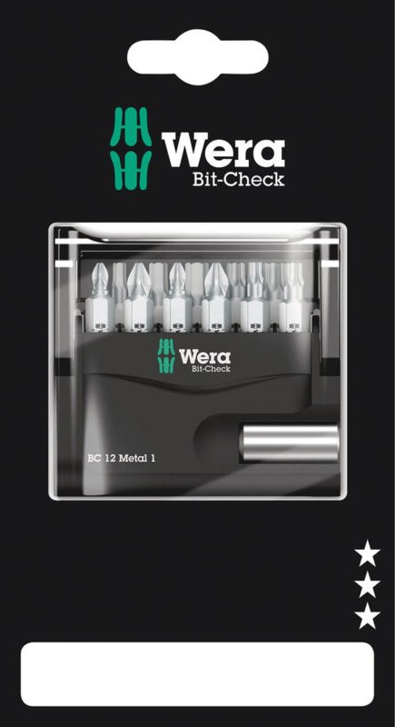 Bit-Check 12 Metal 1 sb 05136393001 Bit-Set 12teilig 1/4' (6.3 mm) inkl. Bithalter - Wera
