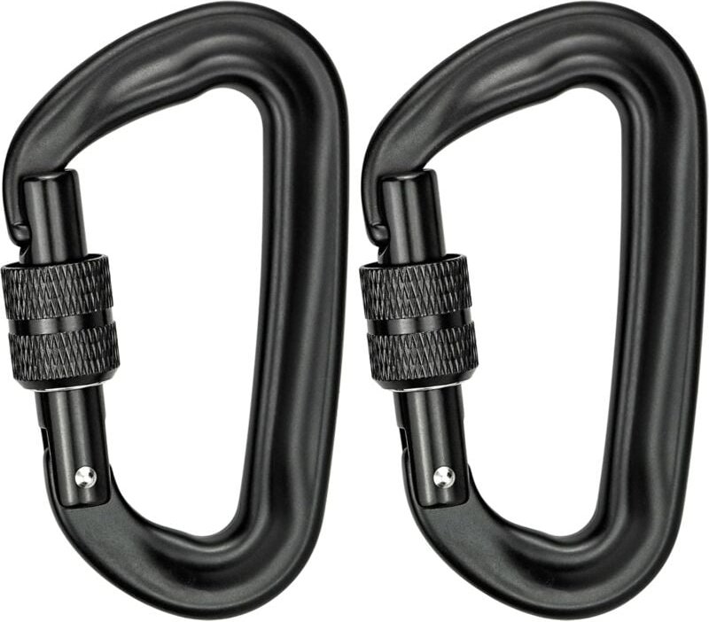 2 Stück Kletterkarabiner 12 kN (1200 kg), robuster Aluminium-Karabiner, D-förmiger Karabiner