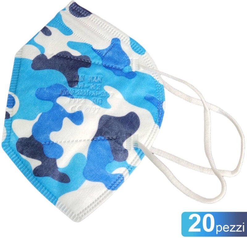 Trade Shop - 20 FFP2 VENTILLOSE SCHUTZMASKEN MILITÄRISCHE TARNFARBE BLAU -