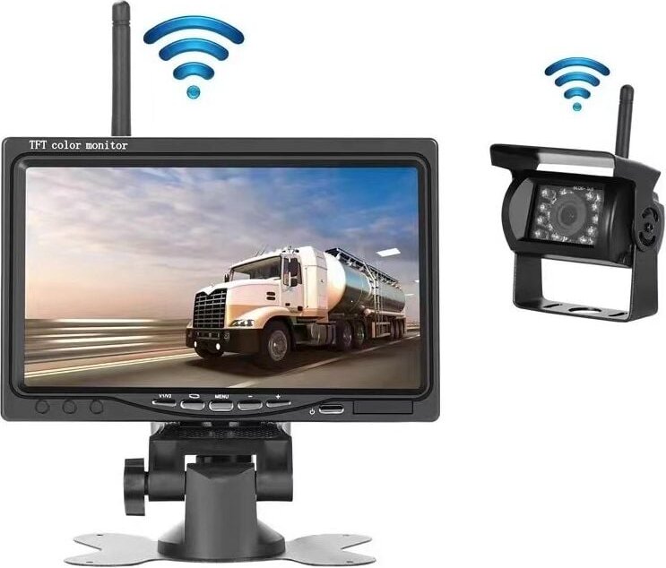 Kabelloses Rückfahrkamera-Set + 7-Zoll-LCD-Monitor, 12 v, 24 v, wasserdicht, Nachtsichtkamera-Parksystem-Set für Wohnmob...