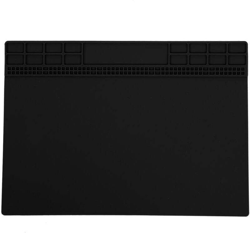 Tapis De Soudure Magnétique En Silicone Résistant À La Chaleur 350x250x4mm Noir Pour Réparation Électronique