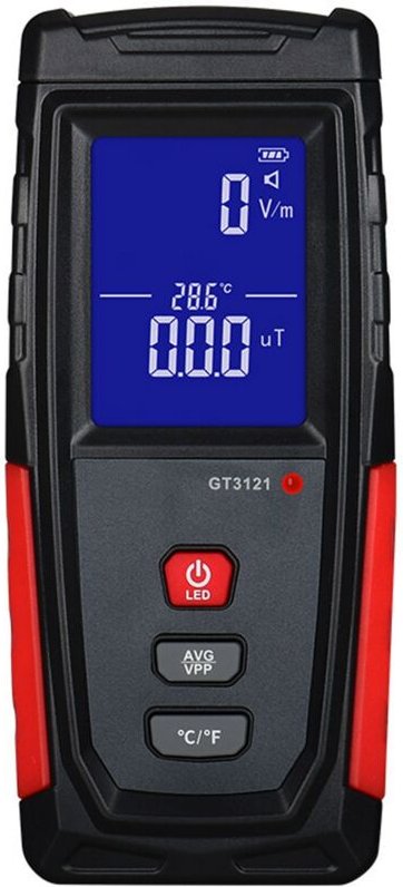 Jusch - Radiation Checker Camp elektromagnetisch, wiederaufladbar, lcd, schwarz / rot
