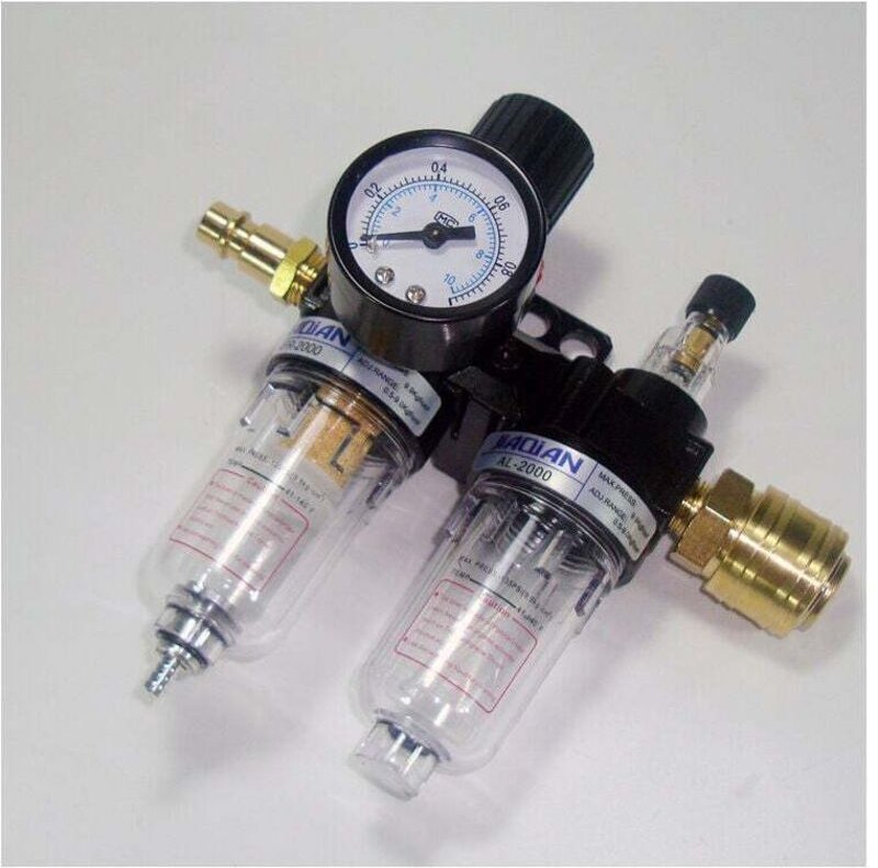 Kompressorfilter und -regler, 1/4"-Luftdruckreglerfilter, Öl-Wasser-Abscheider, Druckluftwerkzeug, Zweianschluss-Filterr...