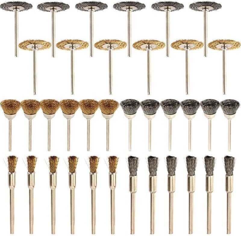 36-teiliges Set Messingpolierbürsten, Drahtbürsten, Bohrbürsten