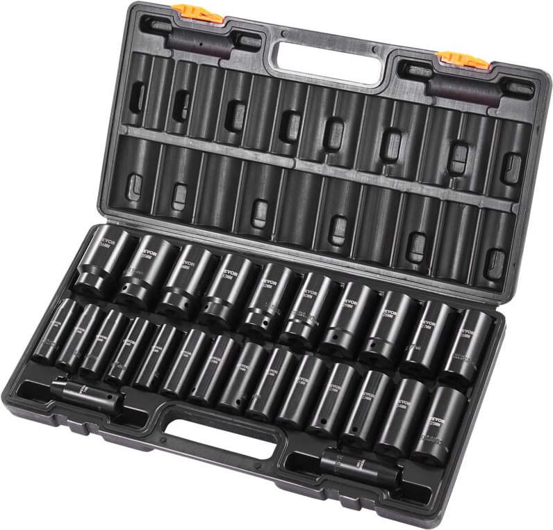 VEVOR Schlagschrauber-Steckschlüsselsatz, 1/2 Zoll, 26-teilige Schlagsteckschlüsseleinsätze, 6-Punkt-Steckschlüsseleinsä...