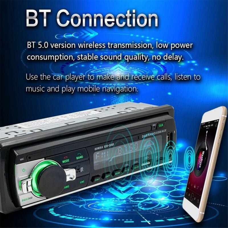Radio + Auto MP3 Multimedia Player -520 AM FM Audio Stereo Receiver 12V In-Dash 1Din Bluetooth