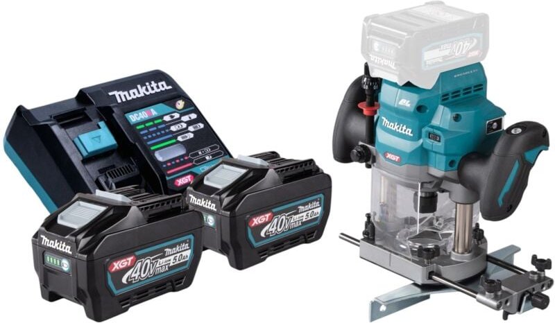 Makita RP 001 GT201 Akku Oberfräse 40 V max. 12 mm Brushless + 2x Akku 5,0 Ah + Ladegerät