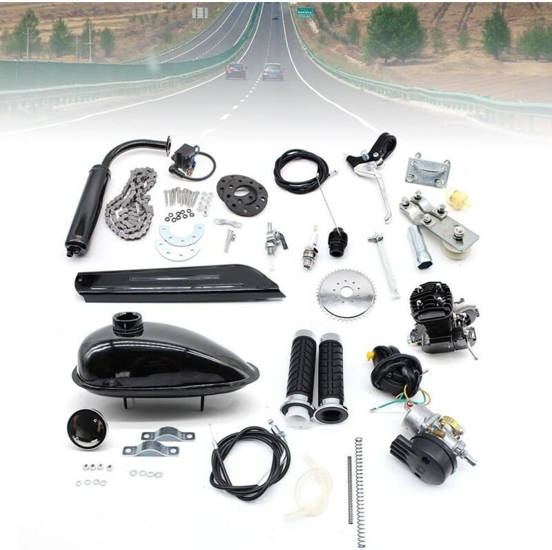 80CC Fahrradmotor Kits Hilfsmotor Kit 2-Takt-Benzinmotor Einzylinder Elektrofahrrad-Umbau-Set