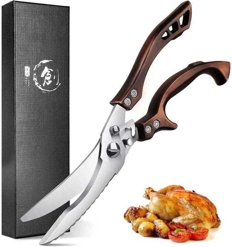 Professionelle Küchenschere, Geflügelschere aus Edelstahl, gezahnte Fleischschere, Knochenschere mit Geschenkbox für Huh...