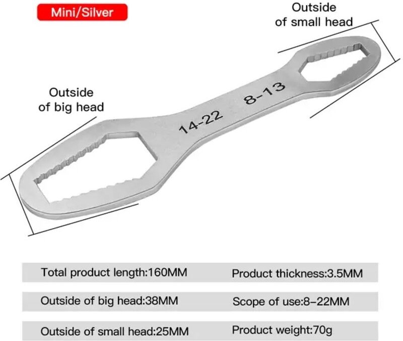 Verstellbarer, selbstsichernder Universal-Schraubenschlüssel 8–22 mm mit Schutzbrille, Doppel-Torx-Schlüssel, Handwerkze...