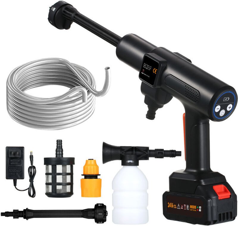 Vtizikl 24V 300W Nettoyeur Haute Pression sur Batterie, Laveuse à Pression sans Fil Portable avec Batterie de 1.5Ah,avec...