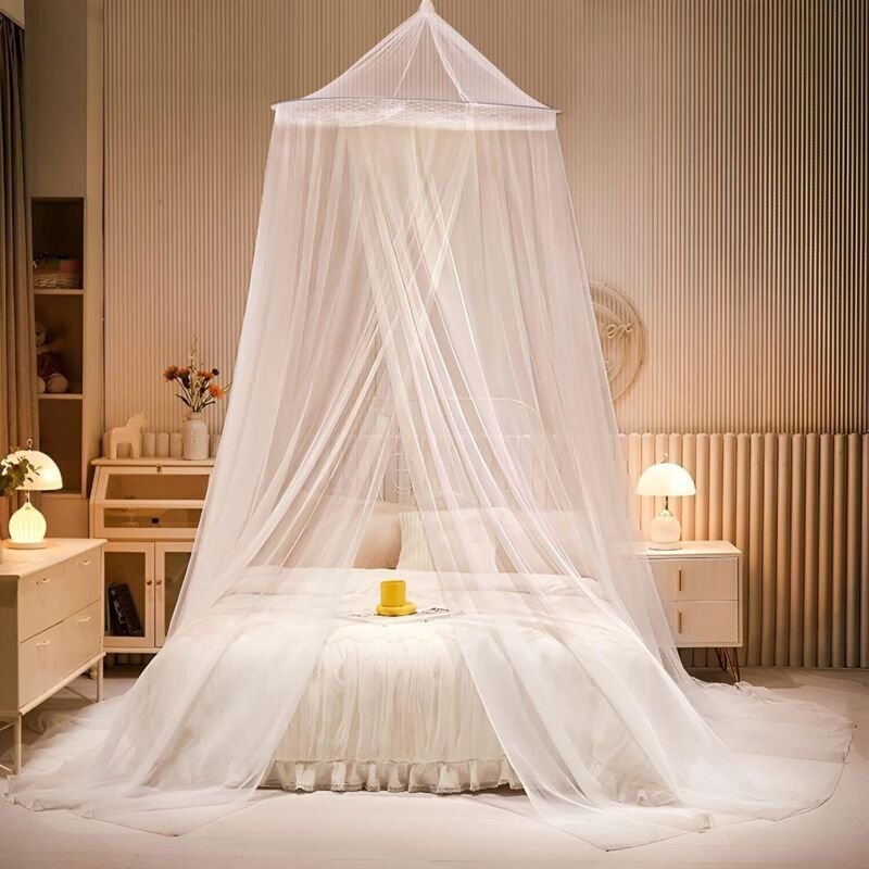Vtizikl Mosquito net, white bedspread, large dome hanging mosquito net, suitable for single double bed, king bed, crib