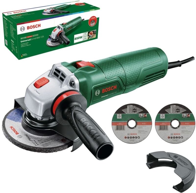 Bosch - Winkelschleifer UniversalGrind 850-125, incl. 3 Scheiben, Karton