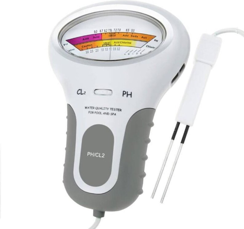 2-in-1 pH- und Chlortester, Wasserqualitätsmessgerät für Schwimmbäder und Whirlpools, Wasserqualitätsmonitor