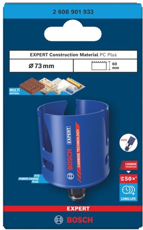 Bosch EXPERT Lochsäge Construction Material Power Change Plus, 73 x 60 mm