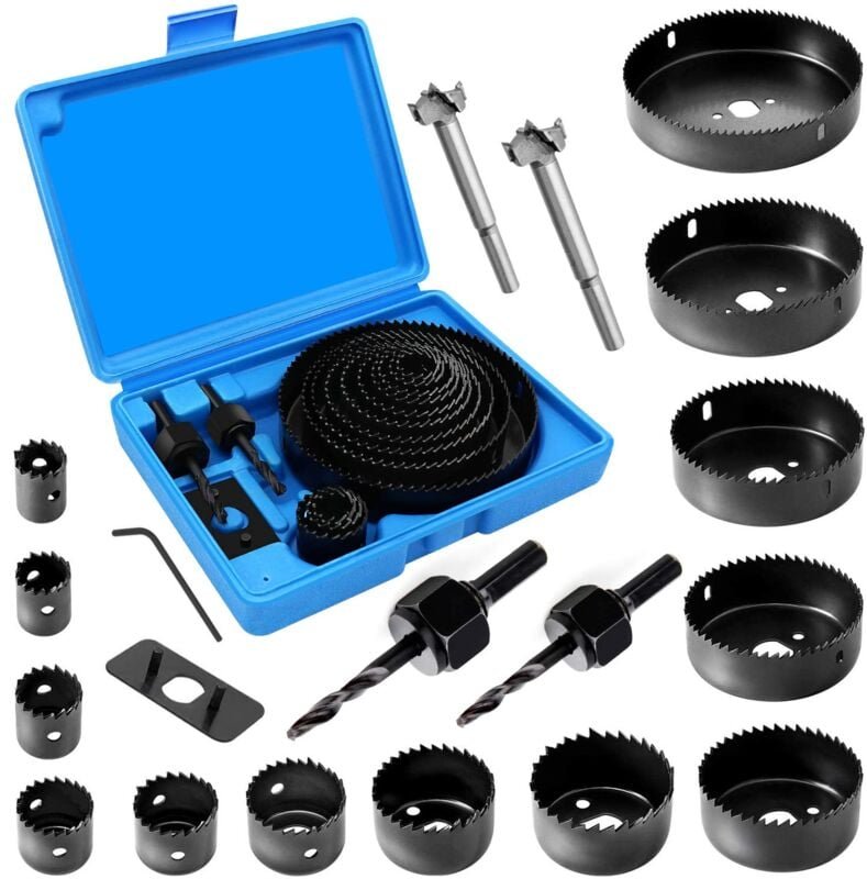 Lochsäge Set, Ultrixe 22-tlg. Bi-Metall Lochsägensatz, 19-teilige Kreissägen mit 13 Sägen Ø 19-127 mm, Adapter, Inbussch...