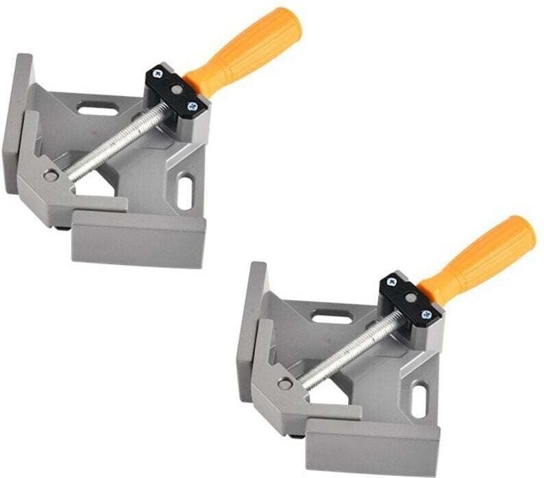 2 Stück 90°-Winkelklemme, Winkelschraubstock aus Aluminiumlegierung, Winkelschweißklemme mit verstellbarer Schwenkbacke,...