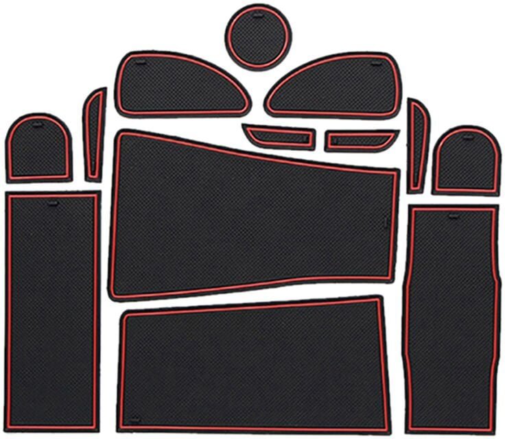 Tlily - Anti-Rutsch Gummi Schlitz Cup Matte für Prius 30 XW30 ZVW30 2010-2015 TüR Rillen ZubehöR Aufkleber Rot