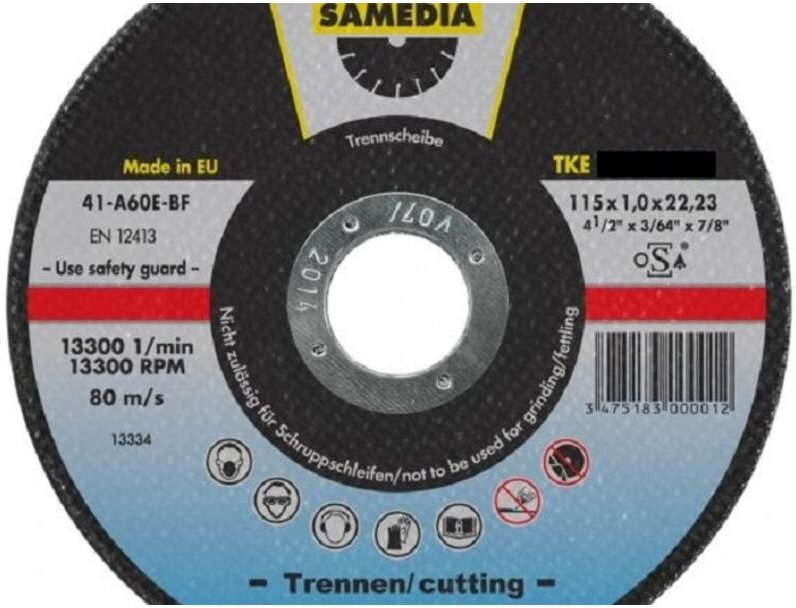 Samedia TKE Korund-Trennscheibe INOX 125 x 1,0 mm einzeln