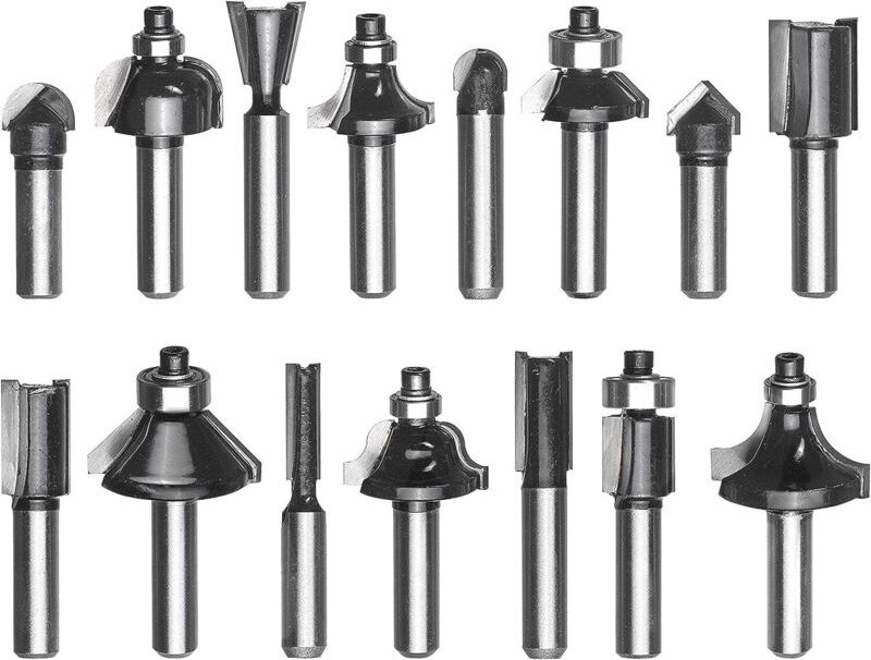 Original 15 Tlg. Fräser-Set (passend Für Elektro-Oberfräsen, 15-teilig, 8 Mm Schaftdurchmesser, Im Holzkoffer)