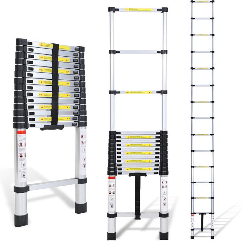 Randaco Teleskopleiter Klappbar 3,2M Multifunktionsleiter Aluminium Anlegeleiter Mehrzweckleiter Ausziehbare Leiter