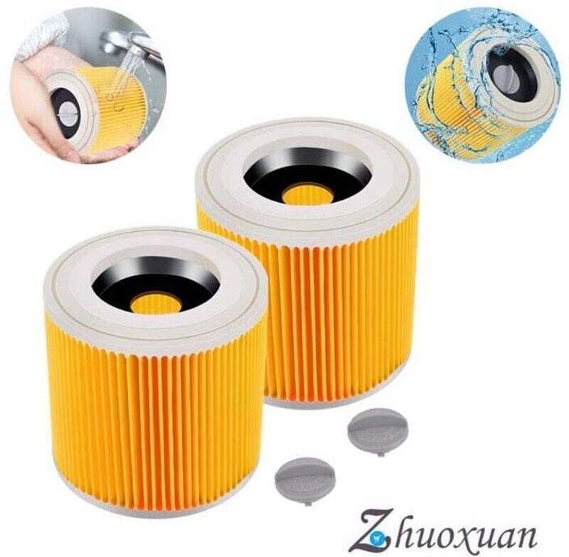 2er-Pack Patronenfilter für Kärcher WD3 Premium, WD2, WD3, WD3P, MV2, MV3 – WD3-Filter – Ersatzfilter für Kärcher Staubs...