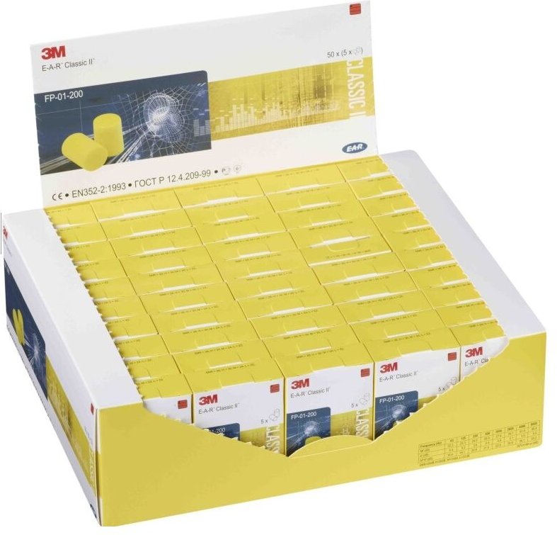 E-A-R CLASSIC EN 352-2, BOX A 250 Paar 50 Packungen a 5 Paar