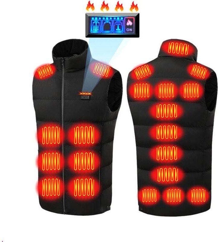 Elektrisch beheizbare Weste für Damen und Herren mit 21 Heizzonen, USB-beheizbare Weste/Jacke, schnelles Aufheizen auf 5...
