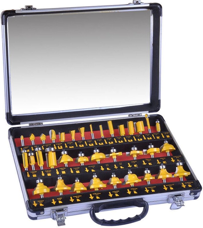 Set mit 35 1/4-Zoll-Hartmetall-Fräsern für die Holzbearbeitung, Rotationswerkzeug