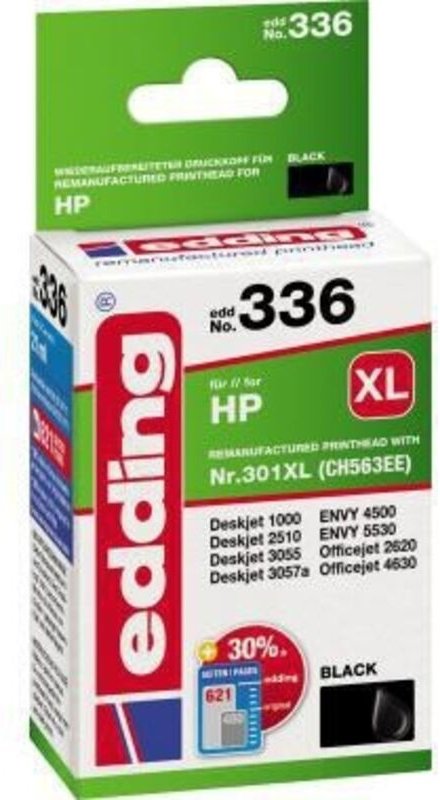 Tintenpatrone kein Originalzubehör Kompatibel mit: HP 301XL EDD-336 ca. 700 Seiten schwarz 21ml