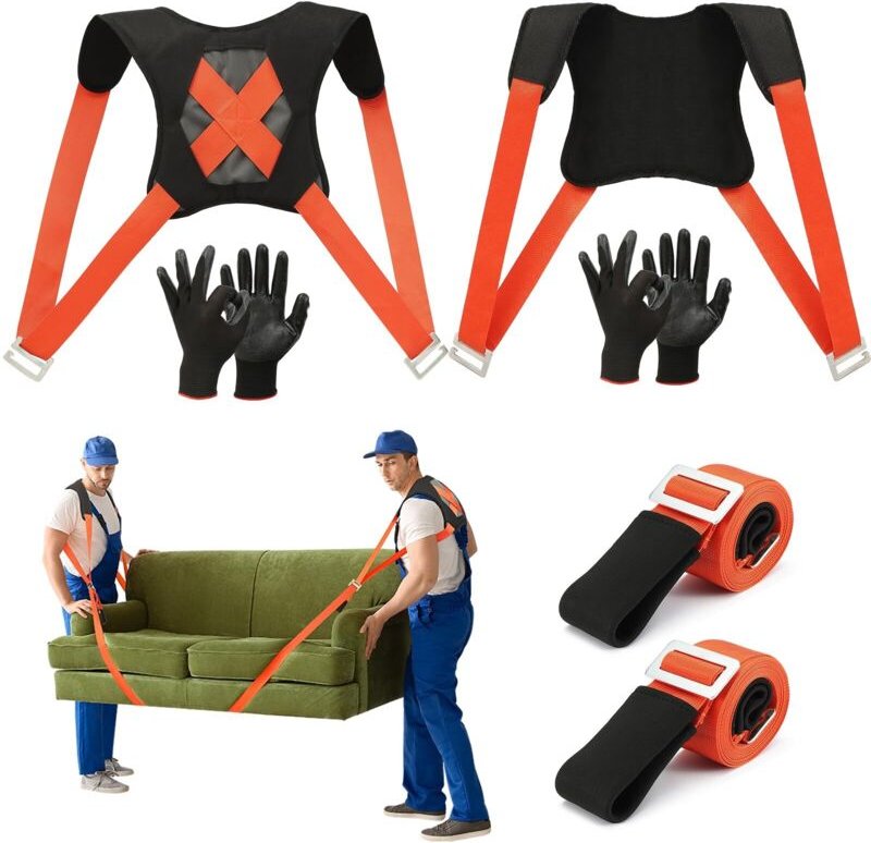Tragegurte Umzug 2 Personen Kit mit Schwamm-weste, Tragegurt für Möbel Umzugshelfer, Verstellbare Armhebegurte mit Anti-...