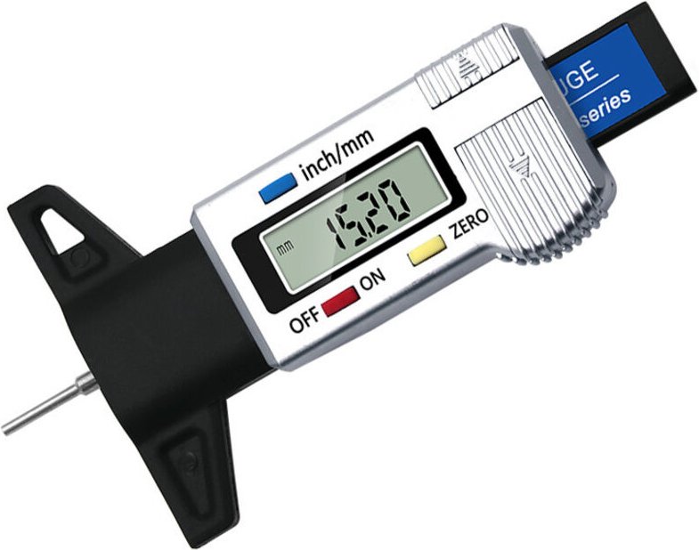 Linghhang - Reifentiefenmesser (Silber), Digitaler Profiltiefenmesser, Profilmesser mit LCD-Anzeige, 0-25 mm