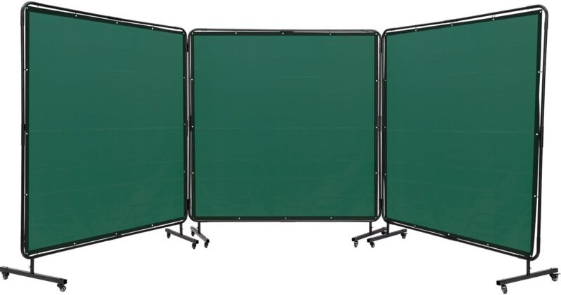 Vevor 3-Panel-Schweißvorhang 1,8 x 1,8m Schweißschutzvorhang aus Flammhemmendem Vinyl Schweißschutzwand mit 6 Schwenkräd...