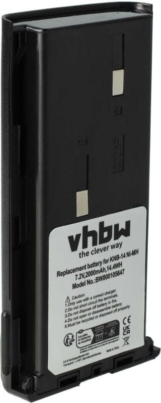 Vhbw - Akku kompatibel mit Kenwood TK370G, TK372, TK372G, TK378 Funkgerät, Walkie Talkie (2000mAh, 7,2V, NiMH)