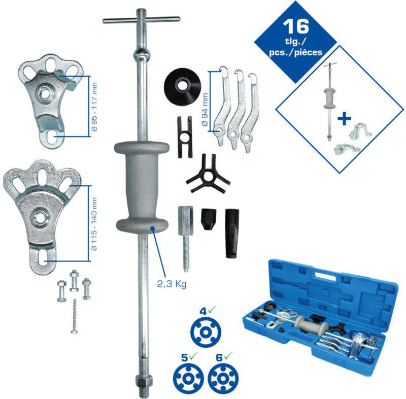 Brilliant Tools Radnaben-Abzieher mit Gleithammer, geschmiedet, 12-tlg