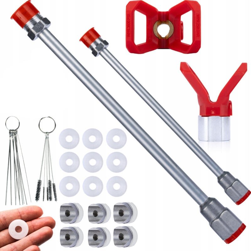 Rosfix Set Spritzlanzen 30 cm & 50 cm – Zubehör für Farbspritzgerät 7/8" Gewinde, 290 bar Reinigungsnadeln, Düsenschutz,...