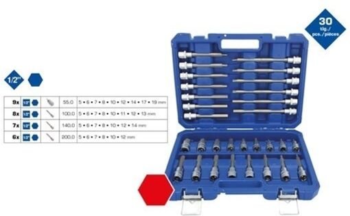 Brilliant Tools - 1/2' Bit-Stecknuss-Satz, 30-tlg, Innensechskant-Profil