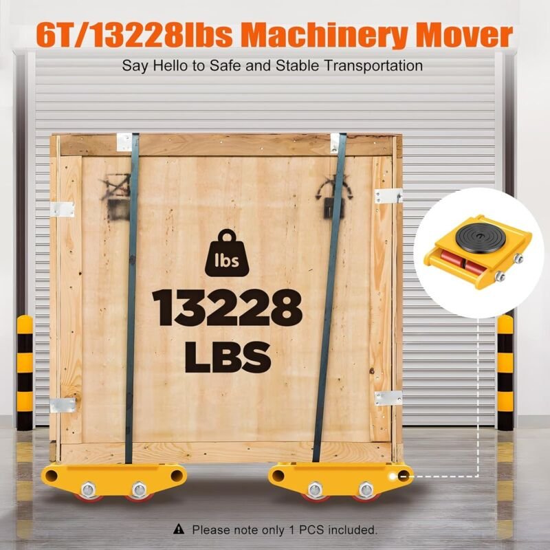 6T Panzerrollen, Schwerlast-Transportrollen aus Kohlenstoffstahl, MaschinenRoller Mover Cargo Trolley mit 360° Rotation,...