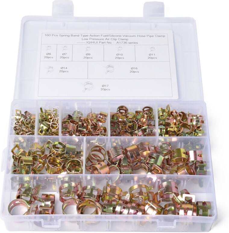 160 Stück Schlauchfederclips, Schlauchschellen Federclipschellen Kraftstoffschlauch-Rohrschelle
