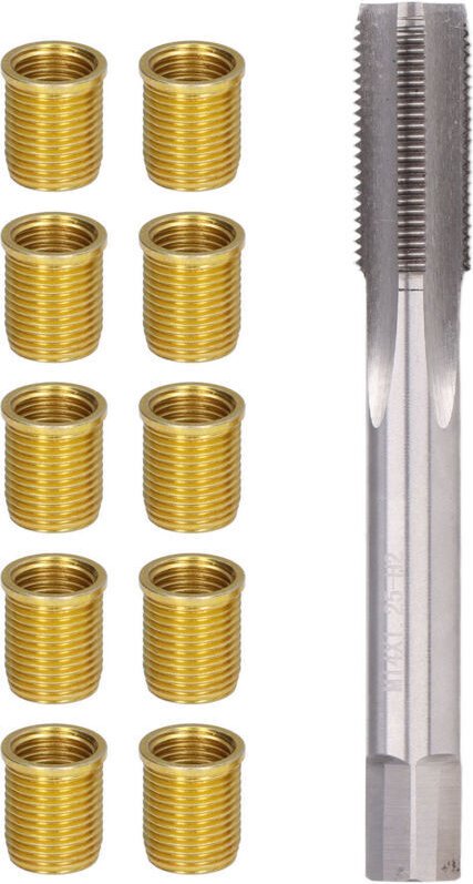 Werkzeugset zur Reparatur von Zündkerzengewinden, M12x1,25 Metalleinsätze, M14x1,25 Gewindebohrer, 14-mm-Gewindeschneids...