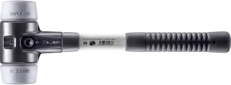 SIMPLEX-Schonhammer, TPE-mid mit verstärktem Tempergussgehäuse und Fiberglasstiel D=60 mm 3703.060