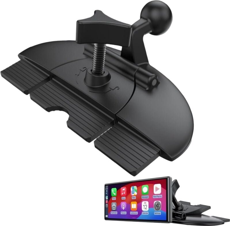 Kabellose Apple CarPlay-Halterung mit CD-Player, runde Halterung für Autoradio, Laptop, GPS, Auto, CarPlay, Armaturenbre...