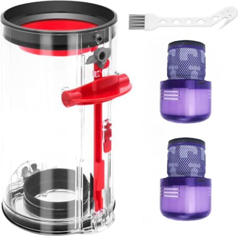 Staubbehälter für Dyson V11 und V15 Staubsauger, Ersatzteile mit 2 Filtern und Reinigungsbürste, transparenter Staubbehä...
